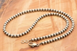 Navajo Pearls 17" long, 5mm Sterling Silver Necklace